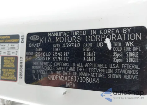 2018 Kia Sportage Lx from USA, damaged, VIN KNDPM3AC6J7308084
